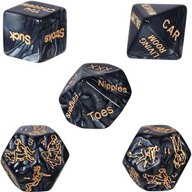NawMig 2024 Upgrade - 5 Dés Jouets Noirs Multi-Fonctionnels - K