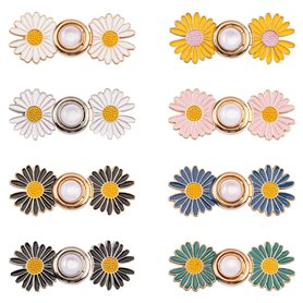 TRKETK 8 Pièces Serre-Taille Pas De Couture Nécessaire Bouton de Taille Réglable Amovible Bouton de Taille du Pantalon Daisy Con