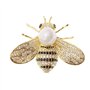 HSQYJ Alliage Broche Abeille Or Plaqué + Cristal + Perle
