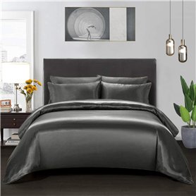 Teamllong Satin Housse de Couette 220x240 Gris