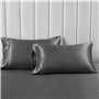 Teamllong Satin Housse de Couette 220x240 Gris, 3 Pièces Couleur Pure Satinée Parure de Lit Adulte 2 Personnes Luxe Lisse Doux S