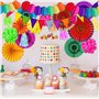 38 Pièces Décoration de fête Fournitures, des Pompons, des Rubans en Tissu et des Guirlandes de Fanions,Ventilateur de Guirlande