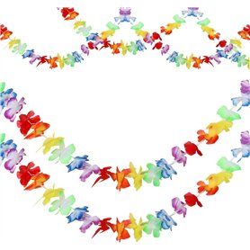 iwiio Lot de 4 guirlandes hawaïennes – Décorations de fête hawaïennes