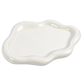 Gxhong Plateau en céramique nuages - Plateau à bijoux en céramique blanche - Plateau à bijoux pour femmes - Forme de nuage irrég