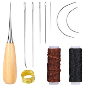 11 Pièces Aiguilles à Coudre Cuir Set
