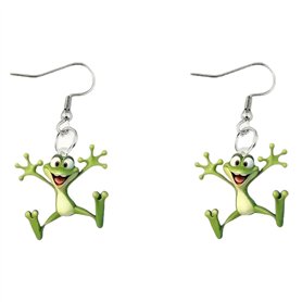 XFSRG Boucles d'Oreilles Femme Fantaisie en Acier Inoxydable Plaqué Argent Grenouille Pendantes Bijoux Créoles pour Toutes Occas