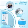 GlasFlength 80x-200x Microscope Enfant Portable, Microsc ope Enfant avec 12 Lames Lumière LED Mic roscope Éclairé Microscope ave