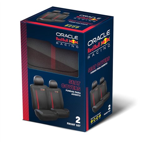 Red Bull Oracle Jeu de Housses de siège Universel MV1 - Set de 6 pièces - Noir/Rouge - adapté aux Side-Airbags