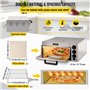 VEVOR Four à Pizza Électrique 3000 W Mini-Four à Chaleur 50-350 ℃ Four à Pizza Portable en Acier Inoxydable (1 Étagère)