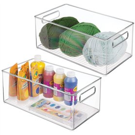 mDesign (lot de 2) boîte de rangement pour matériel de bricolage – caisse plastique avec poignées – casier de rangement parfait