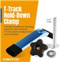 POWERTEC 72250 Lot de 2 colliers de serrage en T, 14,9 cm (L) x 3,8 cm (l) et kit de boutons de rail en T avec boutons filetés e