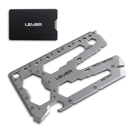 Lever Gear Toolcard Pro - Carte de crédit Multi-outils 40 en 1. Élégant Portefeuille minimaliste multi-outils en acier inoxydabl