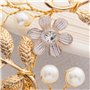 JUSTUSNX Accessoires de cheveux en forme de fleur dorée avec perles et cristaux - Épingles à cheveux de mariage pour femmes et f