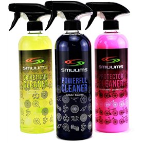 Vélo SMUUMS • Kit Entretien pour vélos • Dégraissant • Savon Liquide • Nettoyant Protecteur • 3 en 1 pour vélo de Route
