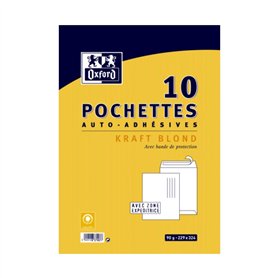 Oxford 100103518 Enveloppe auto-adhésive 229x324 90Gx10 Kraft blond
