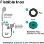 Flexible de douche - ROUSSEAU - Écrous métal - Sertis de sécurité - Longueur 2 m - Inox chromé simple agrafage