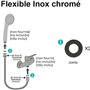 Flexible de douche - ROUSSEAU - Raccord universel - Format compact - Écrous métal - Longueur 1m50 - Inox chromé simple agrafage
