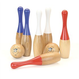VILAC - Jeu de quilles Elysée - Jeu d'adresse - Activité familiale - Quilles en Bois de Hêtre - Jeu de Jardin - Couleurs France