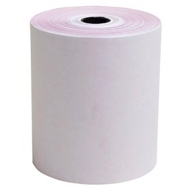 Exacompta - Réf. 40360E - Paquet de 5 bobines pour tickets de caisse 76x70 mm - 24m- 2 plis chimique (blanc/rose) autocopiant 57