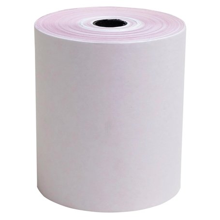 Exacompta - Réf. 40360E - Paquet de 5 bobines pour tickets de caisse 76x70 mm - 24m- 2 plis chimique (blanc/rose) autocopiant 57