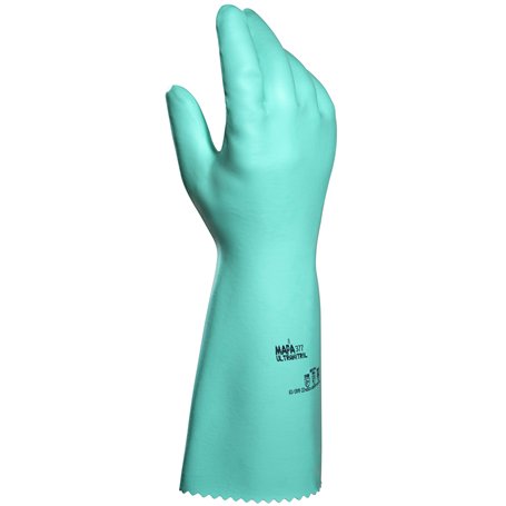 Mapa Professional ULTRANITRIL 377 – Gants en nitrile avec protection chimique longue durée Vert Taille 8 (1 paire)