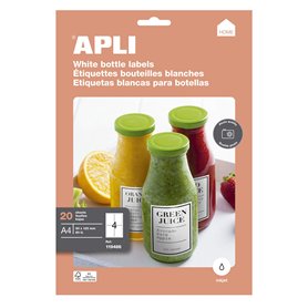 Apli 119486-80 Etiquettes adhésives blanches pour bouteilles - 80 x 120 mm - Impression : laser