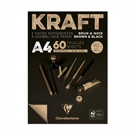 Clairefontaine 975818C Bloc Encollé Papier Kraft Bicolor - 60 Feuilles Papier Kraft Brun et Noir A4 21x29