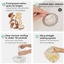 Lot de 3 boîtes sous vide alimentaire en verre avec couvercle hermétique - Pompe manuelle incluse - Dateur intégré - Compatibles
