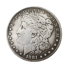 Kocreat Pièce de monnaie en argent plaqué 1881-copie Morgan Dollar - Réplique de pièce de monnaie originale pré Morgan - Collect