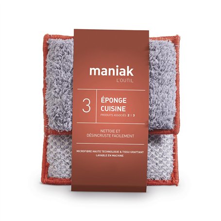 Lot de 2 Eponges Reutilisable & Lavable pour Vaisselle et Cuisine – Produit Innovant avec 1 Face Grattante et Une Face Absorbant