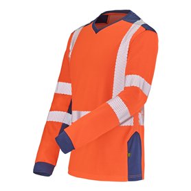 T shirt manches longues fluo SAFE XP HV orange bleu marine T3 L CEPOVETT 22 9T85 404 3 L
