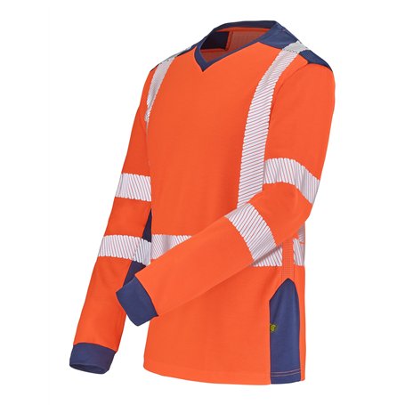 T shirt manches longues fluo SAFE XP HV orange bleu marine T3 L CEPOVETT 22 9T85 404 3 L