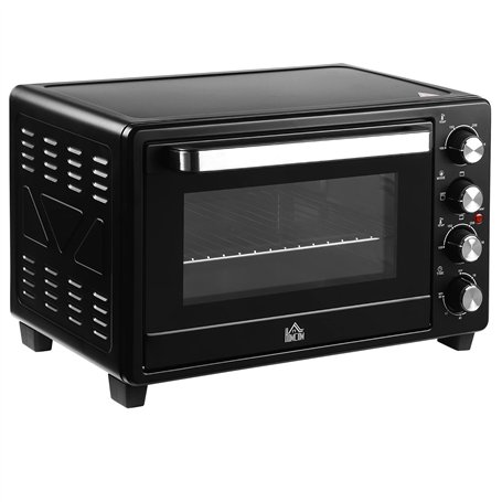 HOMCOM Mini four 1600 W 32 L - thermostat 230°C max - minuteur 60 min - 3 modes de cuisson - 4 accessoires inclus - acier inox.