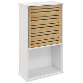 HOMCOM Armoire Murale de Salle de Bain avec Porte à Lattes en Bambou