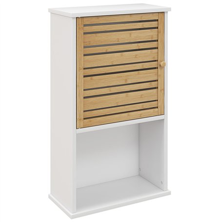 HOMCOM Armoire Murale de Salle de Bain avec Porte à Lattes en Bambou