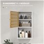 HOMCOM Armoire Murale de Salle de Bain avec Porte à Lattes en Bambou, Meuble de Rangement, étagère réglable, 40l x 20P x 70H cm,