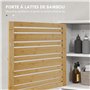 HOMCOM Armoire Murale de Salle de Bain avec Porte à Lattes en Bambou, Meuble de Rangement, étagère réglable, 40l x 20P x 70H cm,