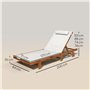 Outsunny Bain de Soleil en Bois Chaise Longue avec roulettes Dossier inclinable en 4 Positions Appui-tête et siège Large en text