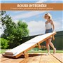 Outsunny Bain de Soleil en Bois Chaise Longue avec roulettes Dossier inclinable en 4 Positions Appui-tête et siège Large en text