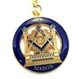 BOBIJOO Jewelry - Porte clé Franc-MaçonEquerre Compas Pavé maçonnique Colonnes Métal argenté et émail bleu