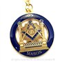 BOBIJOO Jewelry - Porte clé Franc-MaçonEquerre Compas Pavé maçonnique Colonnes Métal argenté et émail bleu