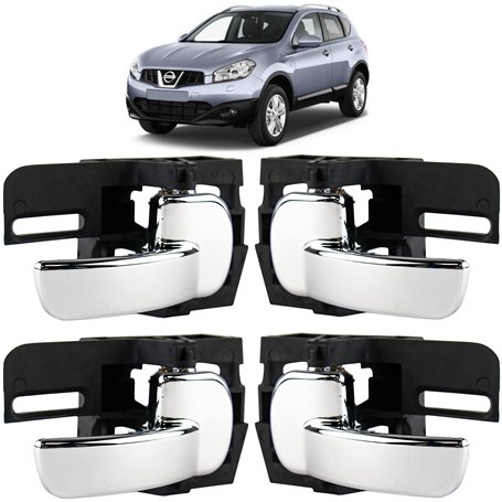 STARKIT PERFORMANCE Lot de 4 poignées de porte compatible pour Nissan Qashqai (2007-2013) poignées intérieures | 80670JD0 | 8067