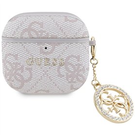 CG Mobile Guess 4G Étui à breloques Strass pour AirPods 4 (Rose)