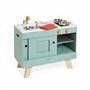 Janod - Cuisine en Bois Loft - Jouet d'Imitation Cuisine et Dinette - Style Vintage et Contemporain - 7 Ustensiles Métal et Gant