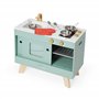 Janod - Cuisine en Bois Loft - Jouet d'Imitation Cuisine et Dinette - Style Vintage et Contemporain - 7 Ustensiles Métal et Gant