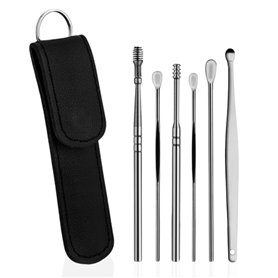 PARENCE.- Kit Nettoyage Oreille 6 Pièces avec Étui – Outils Cérumen Inoxydables