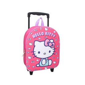 mybagstory - Sac à Dos à roulettes 3D Hello Kitty pour Fille – 3D – Rose - Enfant - Ecole - Maternelle - Garderie - Cartable Fil