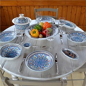 Service à couscous assiettes creuses Bakir turquoise - 8 pers