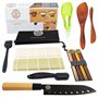 Kit Sushi et Maki - Set Complet pour Sushis ou Makis Maison - 9 Accessoires Haut-de-Gamme - Fabriqué en Bambou - Facile à Utilis