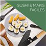Kit Sushi et Maki - Set Complet pour Sushis ou Makis Maison - 9 Accessoires Haut-de-Gamme - Fabriqué en Bambou - Facile à Utilis